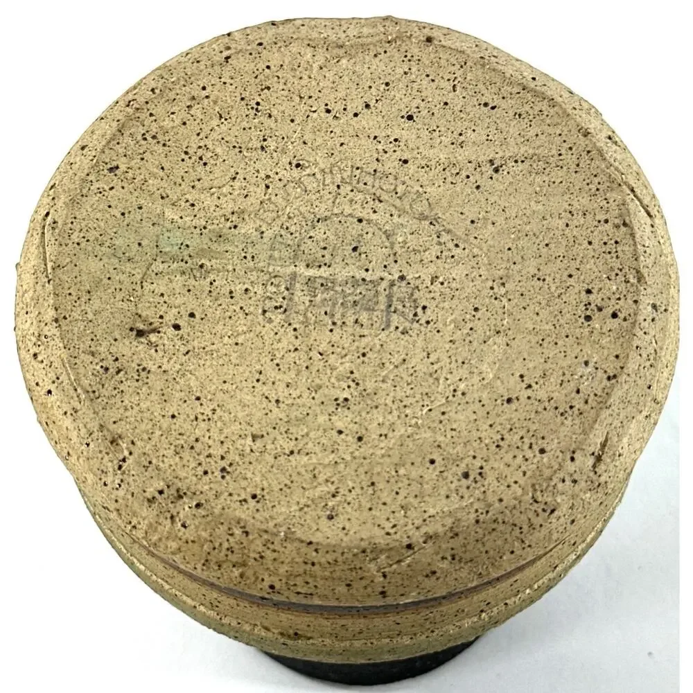 Handmade Studio Pottery Bud Vase Speckled Aqua Stoneware Signed 3.5”